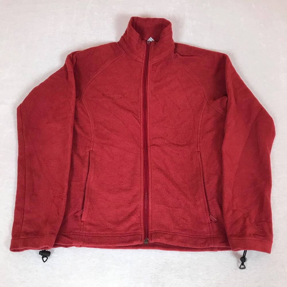Columbia Sportswear Red Fleece Mock Neck Full Zip Jacket Medium